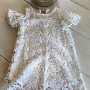 Zara White Cold-Shoulder Lace Dress